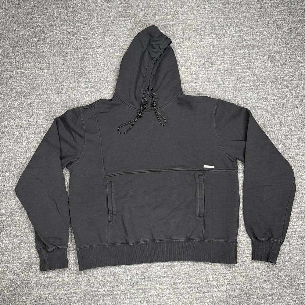 C2H4 Filtered Reality Metal Tag Hoodie Men Large Black Sweatshirt Boxy Fit